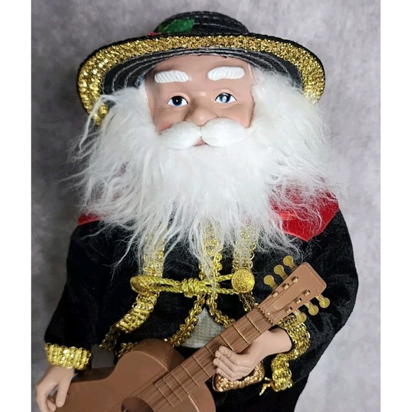 Fiesta Hispanic Mexican Santa Claus Doll Figure 19" Guitar Christmas Display NEW - Picture 2 of 8